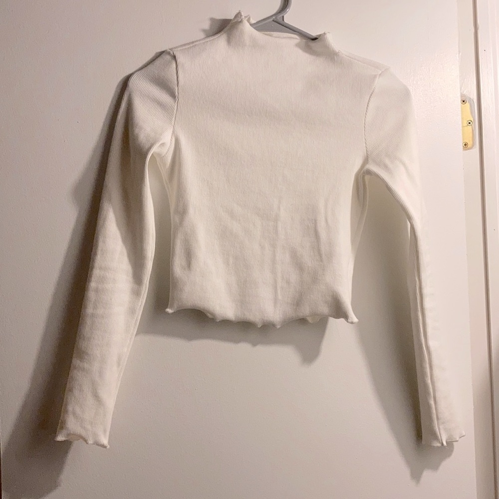 Princess Polly white long sleeve crop top